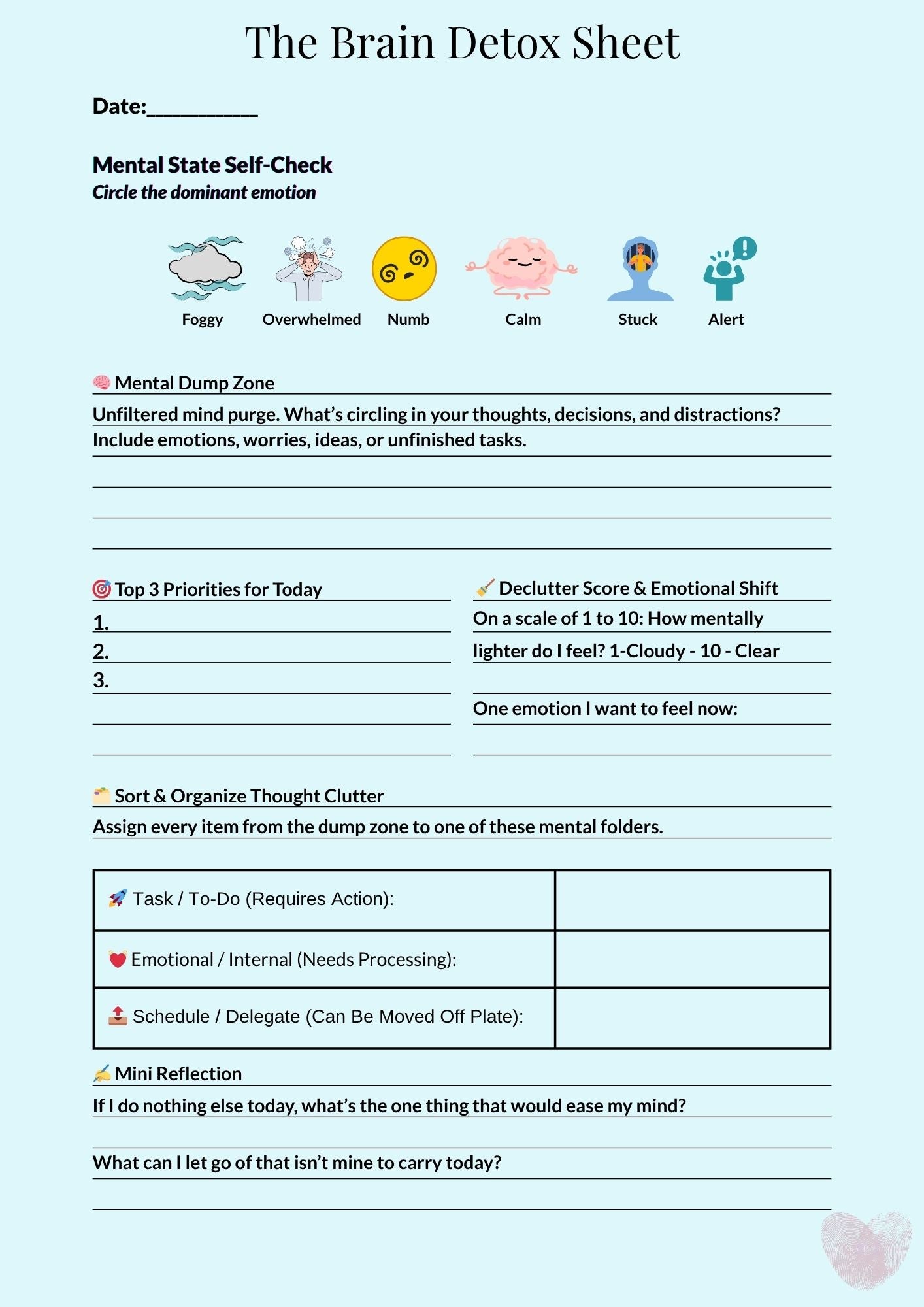 The Brain Detox Sheet